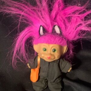 Vintage Russ Troll Doll, Halloween Black Cat